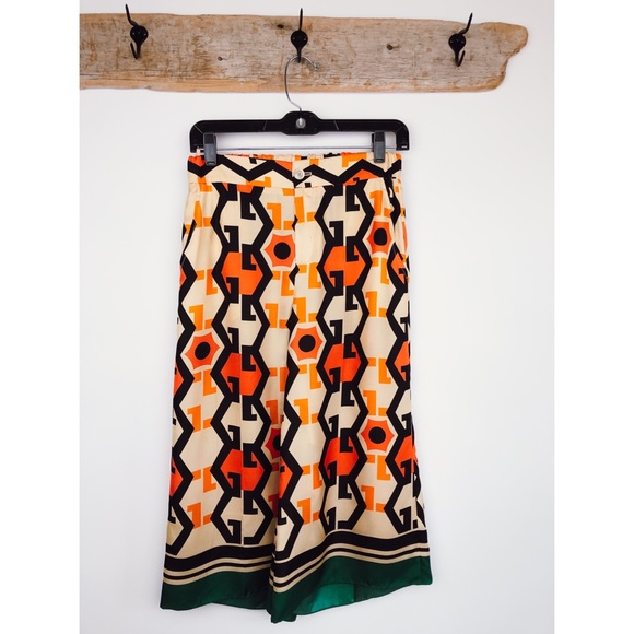 Gucci Printed Silk-Twill Culottes Wide Leg GG 36 - Picture 7 of 16